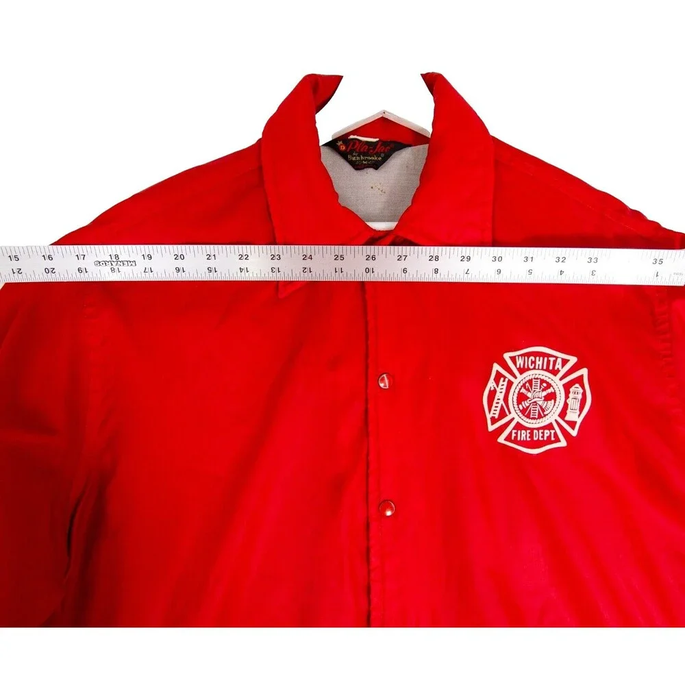 Pla Jac by Dunbrooke Vintage Windbreaker Jacket M Wichita Fire Department Red